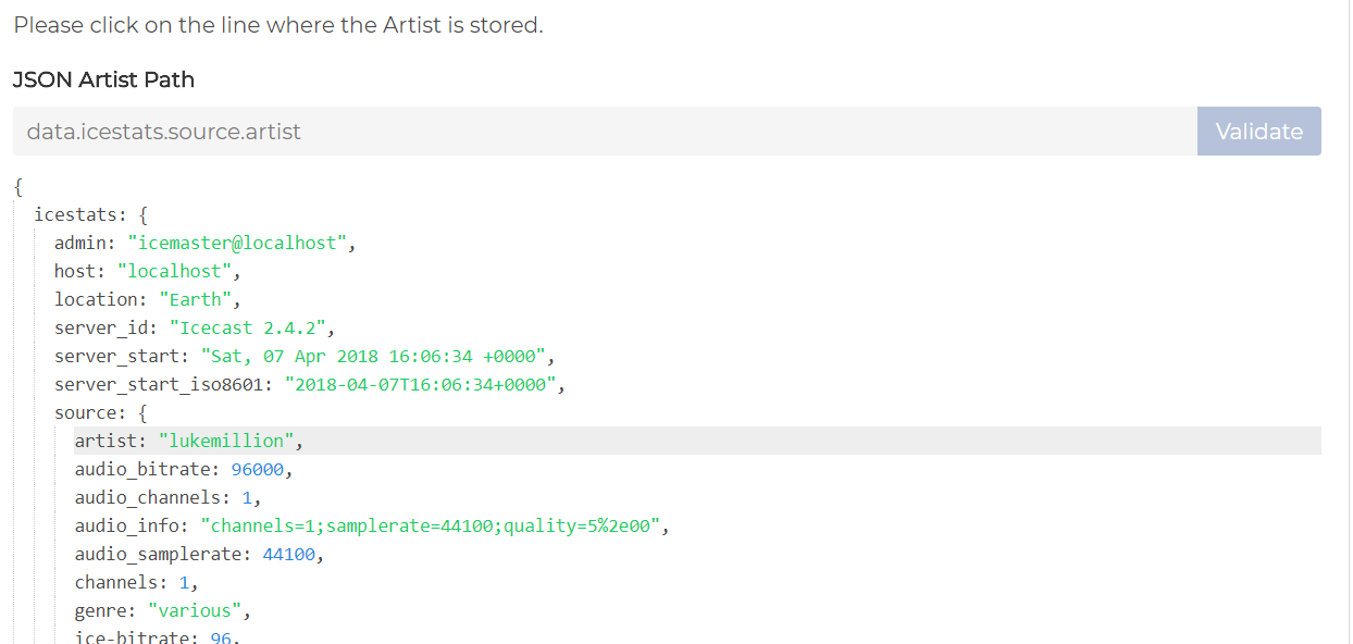 Json Artist Path